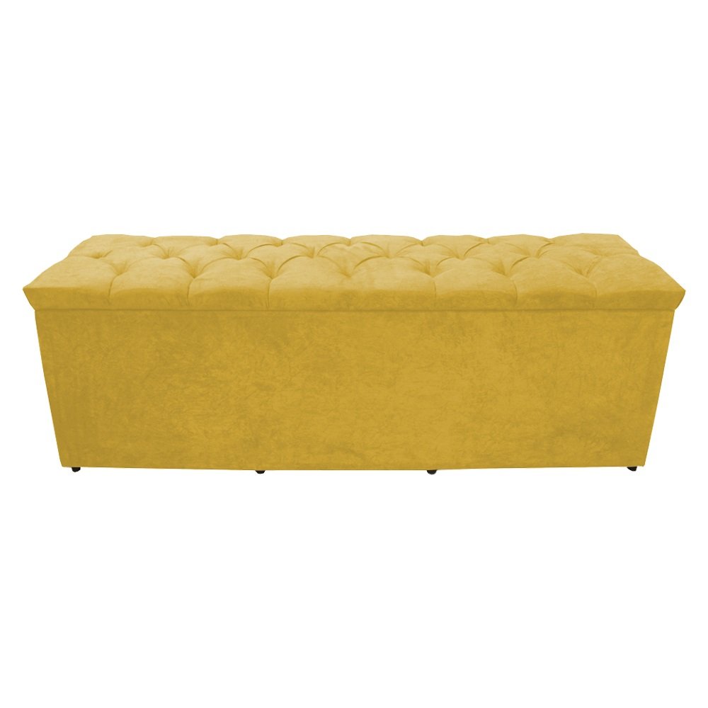 Recamier Calçadeira Baú Decorativa Estrela 90 Cm Amarelo Dimazza Móveis - Amarelo