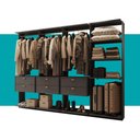 Ver imagem 5 de Guarda-Roupas Closet Modulado Alasca 240cm 4 Peças com 6 Gavetas e Cabideiros Preto Touch Carraro