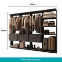 Ver imagem 4 de Guarda-Roupas Closet Modulado Alasca 240cm 4 Peças com 6 Gavetas e Cabideiros Preto Touch Carraro