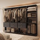 Ver imagem 1 de Guarda-Roupas Closet Modulado Alasca 240cm 4 Peças com 6 Gavetas e Cabideiros Preto Touch Carraro