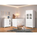 Ver imagem 1 de Quarto de Bebê Completo com Guarda Roupa, Cômoda e Berço Katatau Branco - Rede Móveis