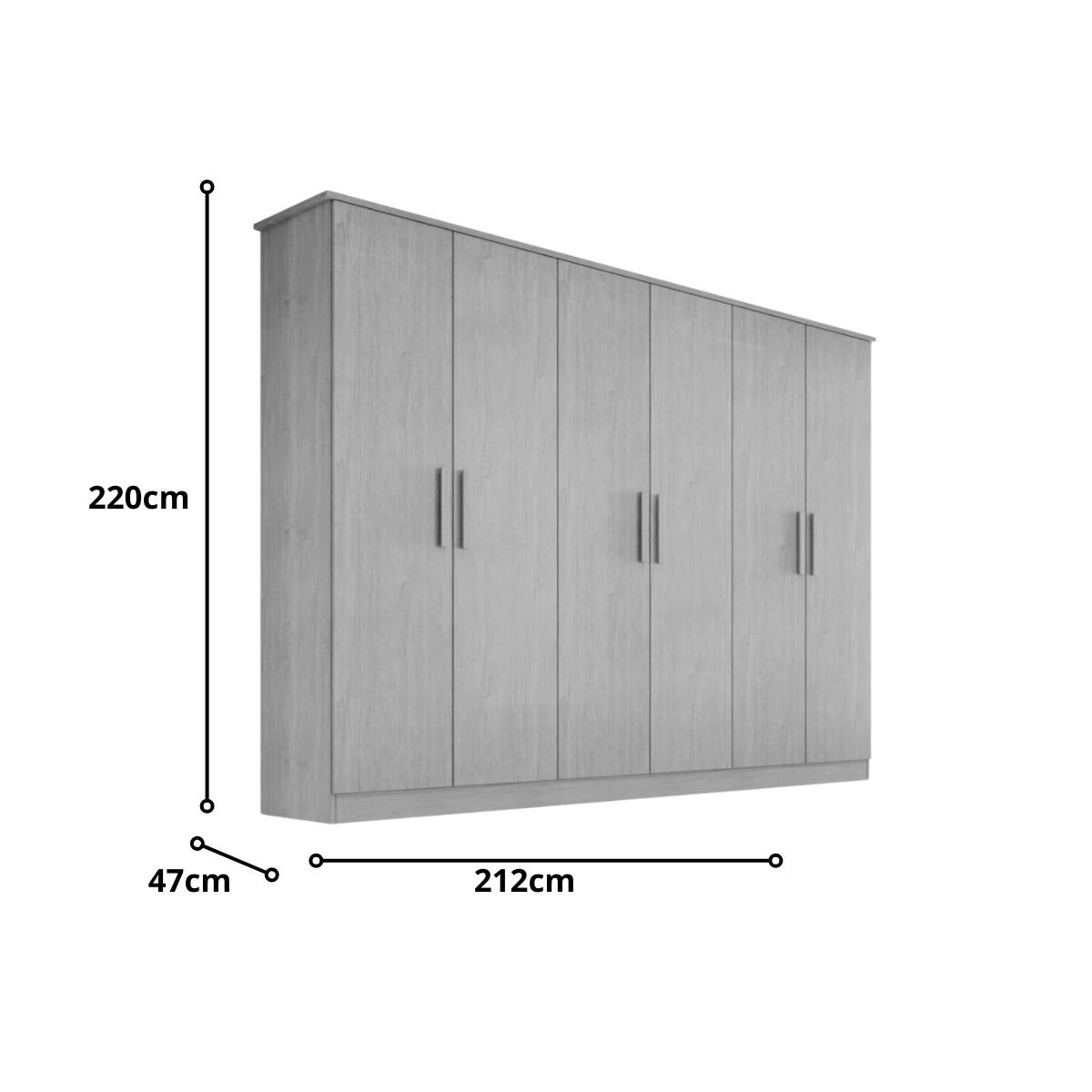 Guarda Roupa Casal Nina 100% Mdf com Espelho 6 Portas 4 Gavetas Puxador em Madeira - Bianchi Móveis: - 2