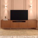 Ver imagem 1 de Rack New Bend 220 cm Porta Frisada Incolar Cedro com Pé Dourado