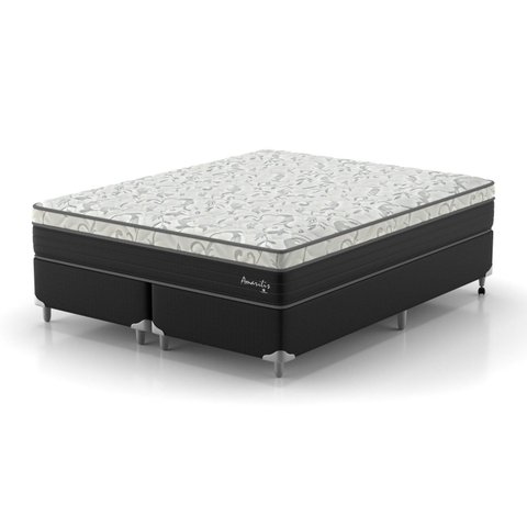 Cama Box Queen D33 1,58x1,98x53cm Amarílis Montreal Branco/Preto
