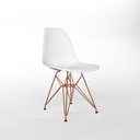 Ver imagem 3 de Mesa De Jantar Com 4 Cadeiras Brancas Tampo Redondo Preto 110Cm Com Base Em Ferro Cobre