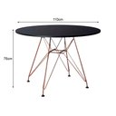 Ver imagem 2 de Mesa De Jantar Com 4 Cadeiras Brancas Tampo Redondo Preto 110Cm Com Base Em Ferro Cobre