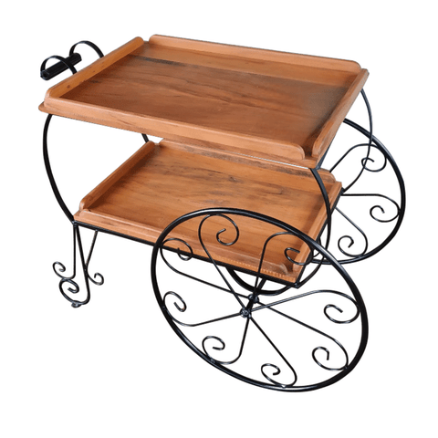 Carrinho de Chá em Madeira de Demolição 105x60cm Sudeste Rústico