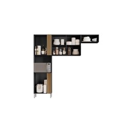 Cozinha Compacta 3 Peças sem Balcão 7 Portas 2 Gavetas Juma Preto e Atacama - 4