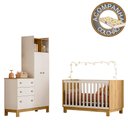 Ver imagem 4 de Berço Mini Cama e Roupeiro com Cômoda Qencanto Slim Freijó Branco Acetinado Qmovi + Colchão Gazin