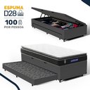 Ver imagem 2 de Cama Box Baú com Colchão Gazin de Espuma D28 Pillow Top Ortoblack + Auxiliar de Espuma Solteiro