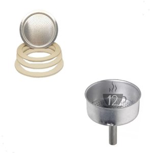Kit Reparo Funil Filtro e Borrachas para Cafeteira Italiana / Moka de Alumínio - 12 Xícaras