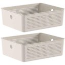 Ver imagem 1 de Kit 2 Cestos Organizadores Multiuso 12l Bege Flow 34x27x13cm ou Lavanderia Closet