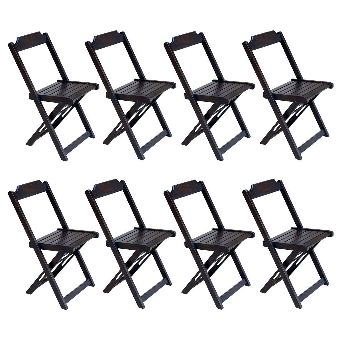 Kit 2 Jogos de Mesa com 4 Cadeiras de Madeira Dobrável 70x70 Ideal para Bar e Restaurante - Tabaco - 2