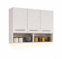 Ver imagem 5 de Armário Aéreo Multiuso Branco com 3 Portas e 2 Nichos para Cozinha Lavanderia e Área de Serviço