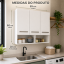 Ver imagem 4 de Armário Aéreo Multiuso Branco com 3 Portas e 2 Nichos para Cozinha Lavanderia e Área de Serviço