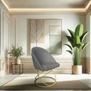 Ver imagem 2 de Kit 04 Cadeiras Poltrona de Jantar Bela Linho Grafite Base Metálica Luxo Dourado - Pallazio