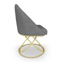 Ver imagem 5 de Kit 04 Cadeiras Poltrona de Jantar Bela Linho Grafite Base Metálica Luxo Dourado - Pallazio