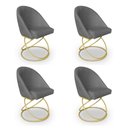 Ver imagem 1 de Kit 04 Cadeiras Poltrona de Jantar Bela Linho Grafite Base Metálica Luxo Dourado - Pallazio