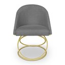 Ver imagem 4 de Kit 04 Cadeiras Poltrona de Jantar Bela Linho Grafite Base Metálica Luxo Dourado - Pallazio