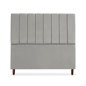 Cabeceira Estofada Queen Carla 160 Cm Suede Cinza-claro com Frames