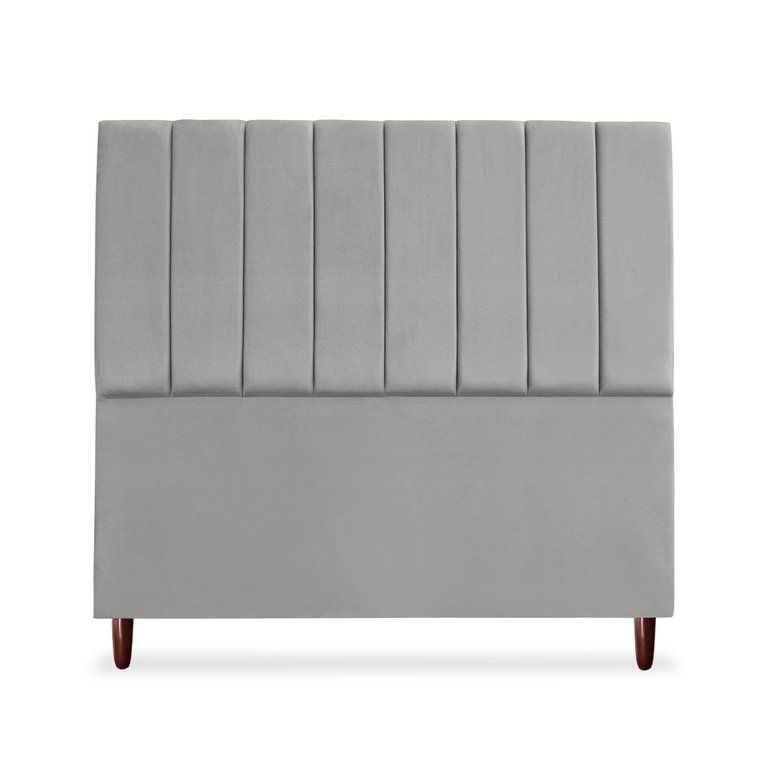 Cabeceira Estofada Queen Carla 160 Cm Suede Cinza-claro com Frames