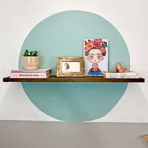 Prateleira de Parede de Ferro e Madeira Industrial Suspensa 100cm Tabaco e Preto