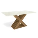 Ver imagem 1 de Mesa para Cozinha Graviola com Tampo Madeirado com Vidro 160x90cm Freijó Off White Kappesberg