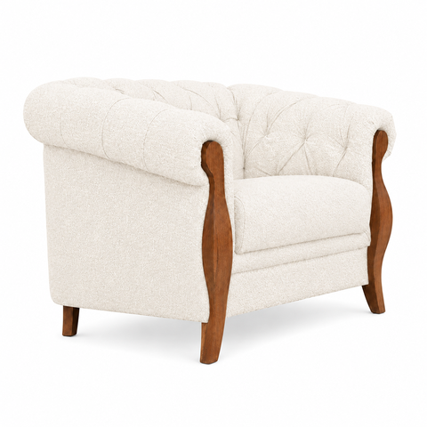 Poltrona Decorativa 121cm Pugle Bouclé Off White - Sallar Home