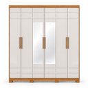 Ver imagem 3 de Guarda Roupa Casal Flora 6 Portas Cinamomo/Off White com Espelho - Móveis Henn