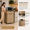 Ver imagem 4 de Balcão Multiuso Dourado Forno 2 Portas Gaveta Rodízios
