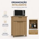Ver imagem 3 de Balcão Multiuso Dourado Forno 2 Portas Gaveta Rodízios