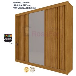 Guarda Roupa Casal Ripado Espelho Royale Naturale - Gelius - 2