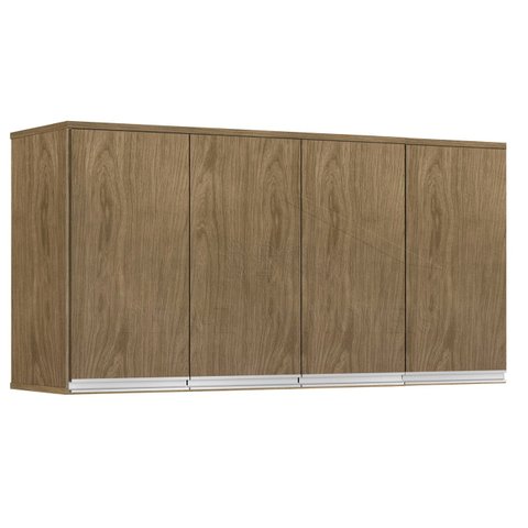 Armário/Aéreo/Suspenso Módulo 4 Portas Com Puxadores em alumínio Cor Amêndoa PASSE BEM