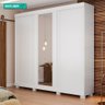 Guarda Roupa de Casal 100 % Mdf 3 Portas 4 Gavetas Zara Acp Móveis Branco - 2