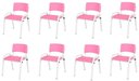 Ver imagem 2 de Kit 8 Cadeira Iso Infantil Creche, Escola Base Branco Rosa