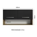 Ver imagem 3 de Armário Aéreo Cozinha 105cm 2 Portas 1 Nicho Rustic/Preto Emilly Madesa