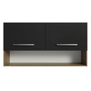 Ver imagem 6 de Armário Aéreo Cozinha 105cm 2 Portas 1 Nicho Rustic/Preto Emilly Madesa