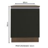 Balcão Armário de Cozinha 60 cm 1 Porta Rustic/Preto Glamy Madesa - 6