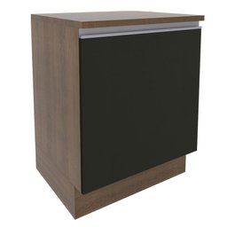 Balcão Armário de Cozinha 60 cm 1 Porta Rustic/Preto Glamy Madesa - 2