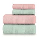 Ver imagem 1 de Jogo de Toalha Banhão Master 100% Algodão 4 Peças Gramatura 550 Verde Ice/rosa Cravo