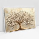 Ver imagem 2 de Quadro Decorativo Árvore da Vida Folhas Delicadas Flores Brancas Sala Quarto Casa Escritório