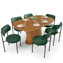 Ver imagem 1 de Mesa Valência com 06 Cadeiras para Sala de Jantar Louise L02 Couríssimo Verde - Lyam Decor