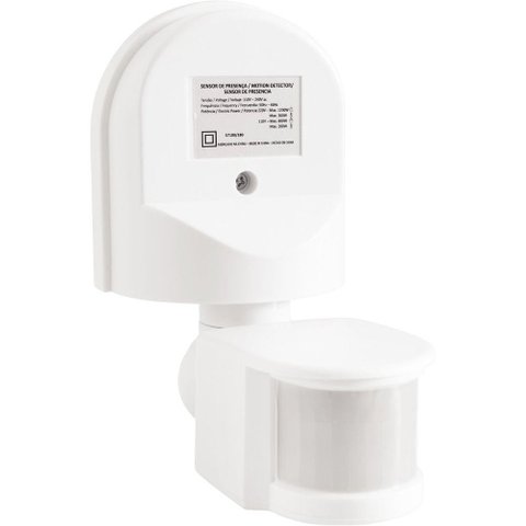 Sensor de Presença 360° Articulado para Área Semi Aberta Bivolt com Fotocélula Branco