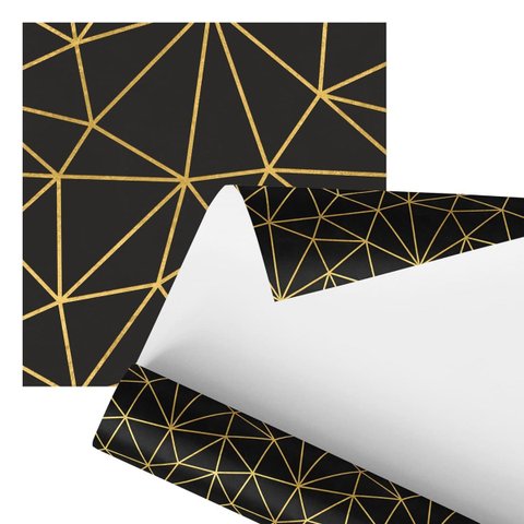 Papel de Parede Adesivo Preto e Dourado Minimalista 2,80m