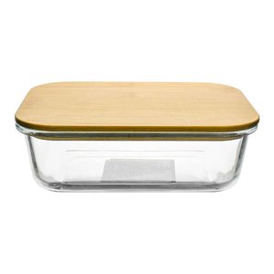 Pote Hermético em Vidro Retangular Tampa em Bambu 1040ml - Vista Home