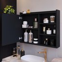 Ver imagem 2 de Espelheira de Banheiro Armário Suspenso 1 Porta com Prateleira Organizador Luxo - Preto