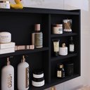 Ver imagem 3 de Espelheira de Banheiro Armário Suspenso 1 Porta com Prateleira Organizador Luxo - Preto