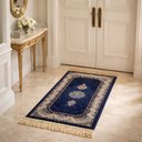 Ver imagem 2 de Tapete Persa Royal Azul Marinho 50x100cm Fio Acetinado - Decoração para Quarto e Sala