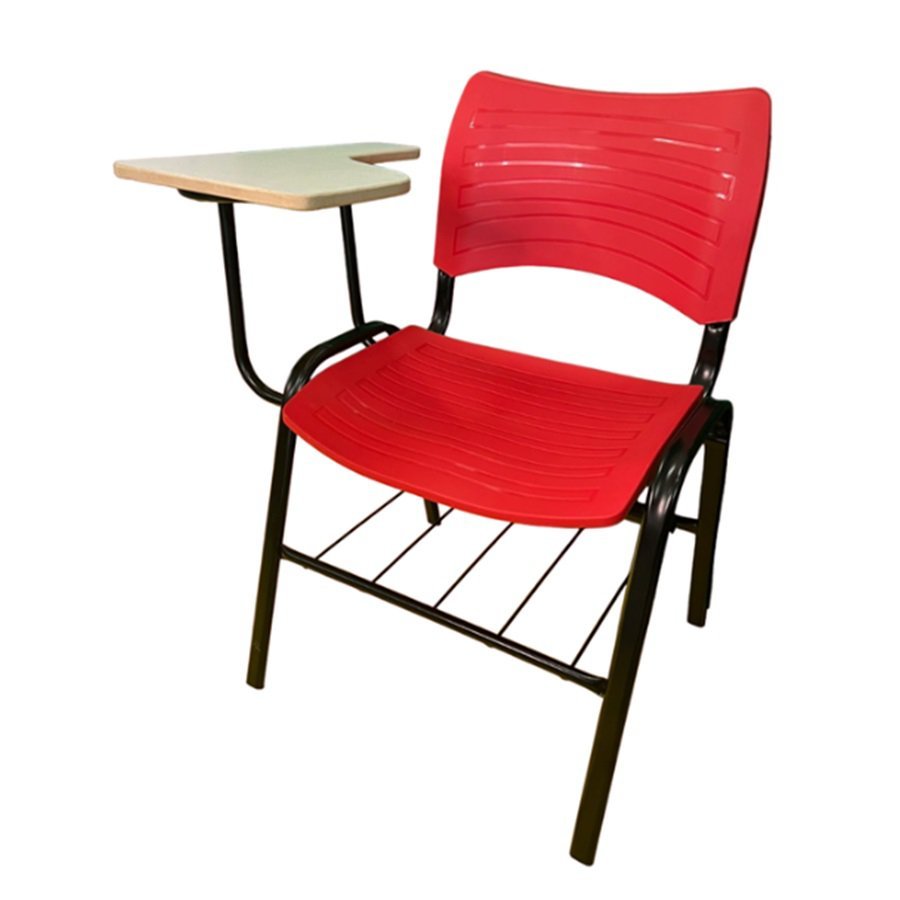 KIT 10 Cadeiras Universitárias Vermelho com porta livros - Mastcmol - 1