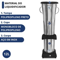 Liquidificador Industrial 12l Baixa Rotação 3500rpm Bivolt Jl Colombo - 3